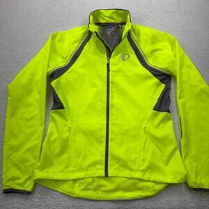 Pearl Izumi Womens Neon Yellow Reflective Cycling Windbreaker Jacket Large